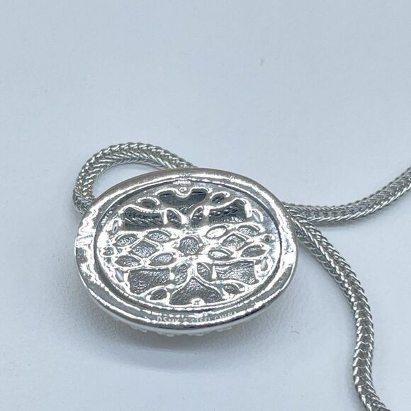 Emma Skye Pave Crystal Necklace Silver Tone Gold Tone Accent Wheat Link Chain 16 - Picture 10 of 13